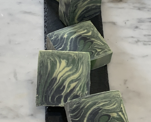 home made black and green soap bars